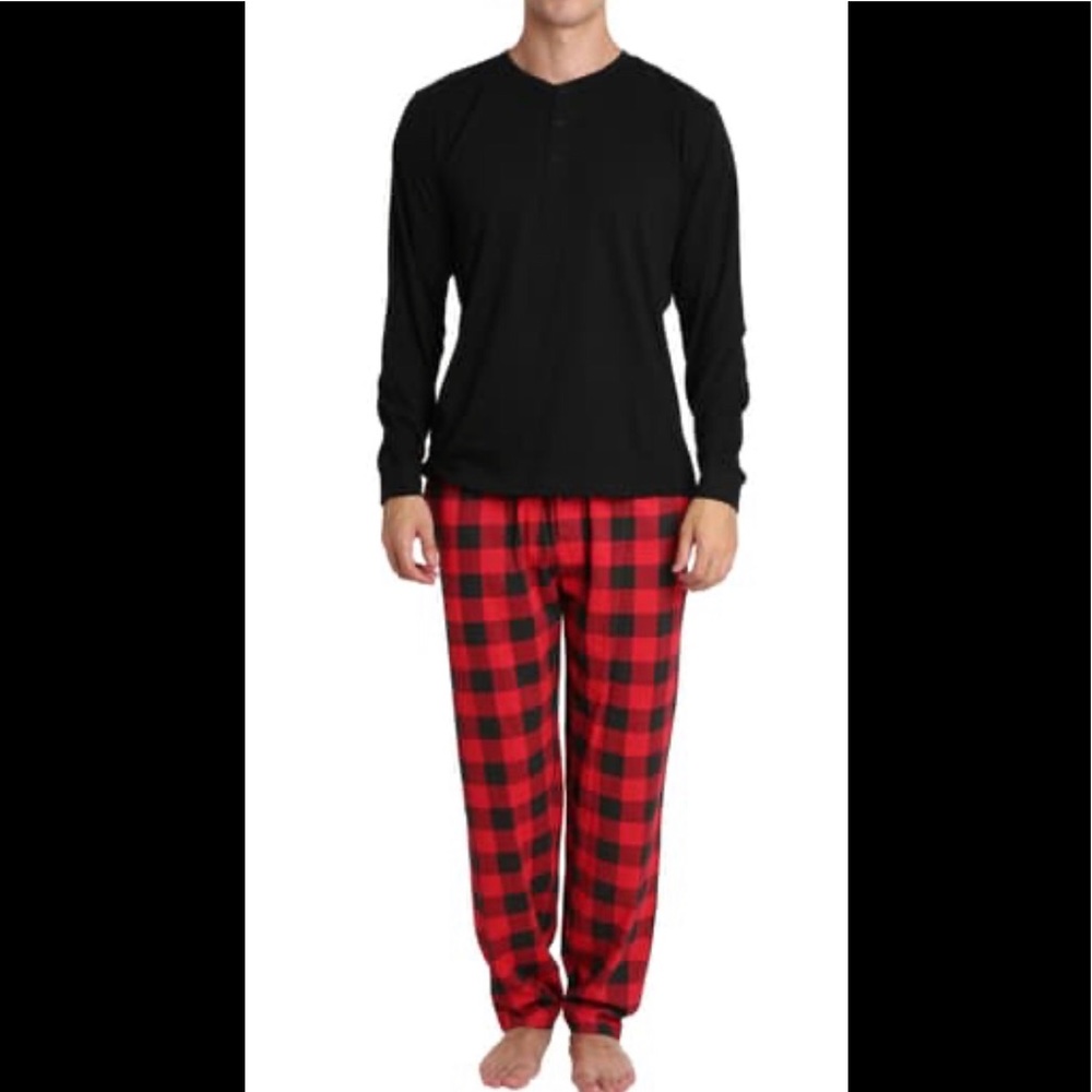 NEW SLEEP HERO Black w/ Buffalo Check Flannel Set
